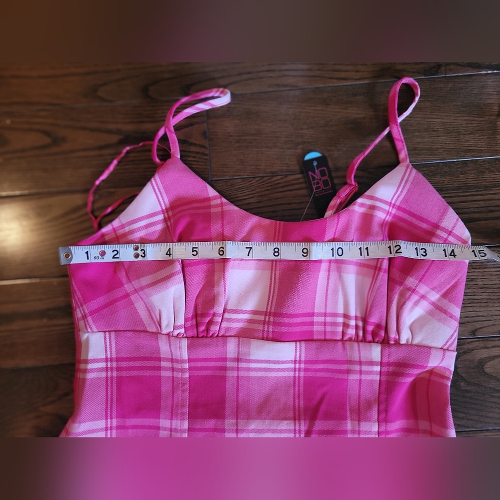 NWT Pink Checkered Summer Dress. - Picture 6 of 11